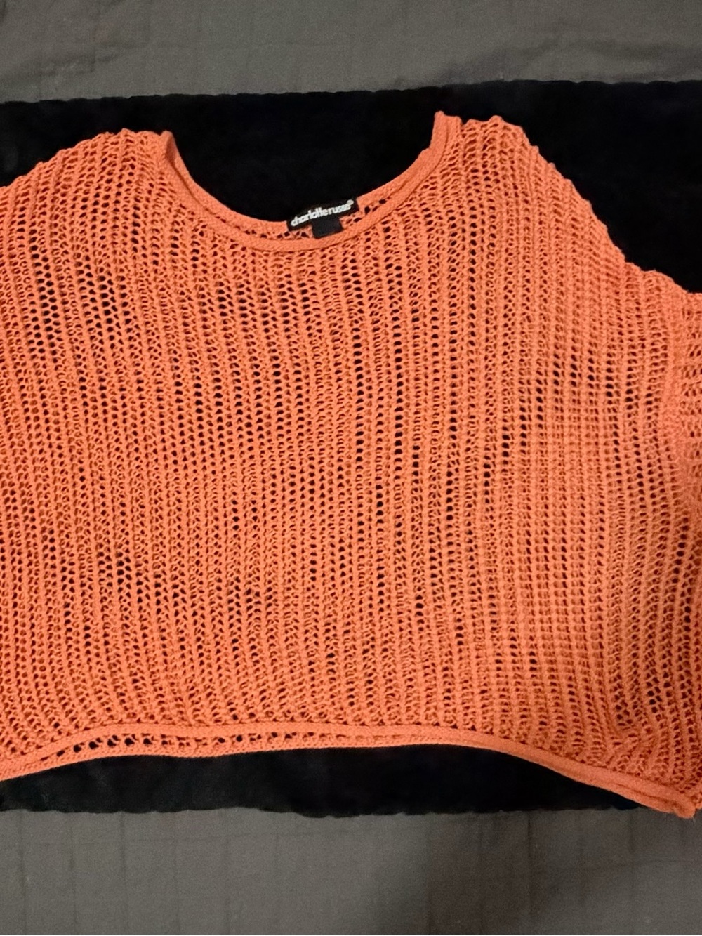 Charlotte Russe Orange Open-Knit Cropped Sweater